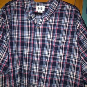 Men's Plaid Harbor Bay short sleeve button down shirt - Blue and Red